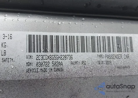 2016 Dodge Charger Se from USA, damaged, VIN 2C3CDXBG5GH228736